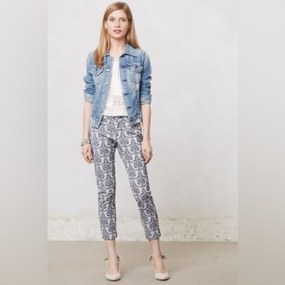 Anthropologie Cartonnier Brocade CHARLIE Gray Ankle Pants - 8